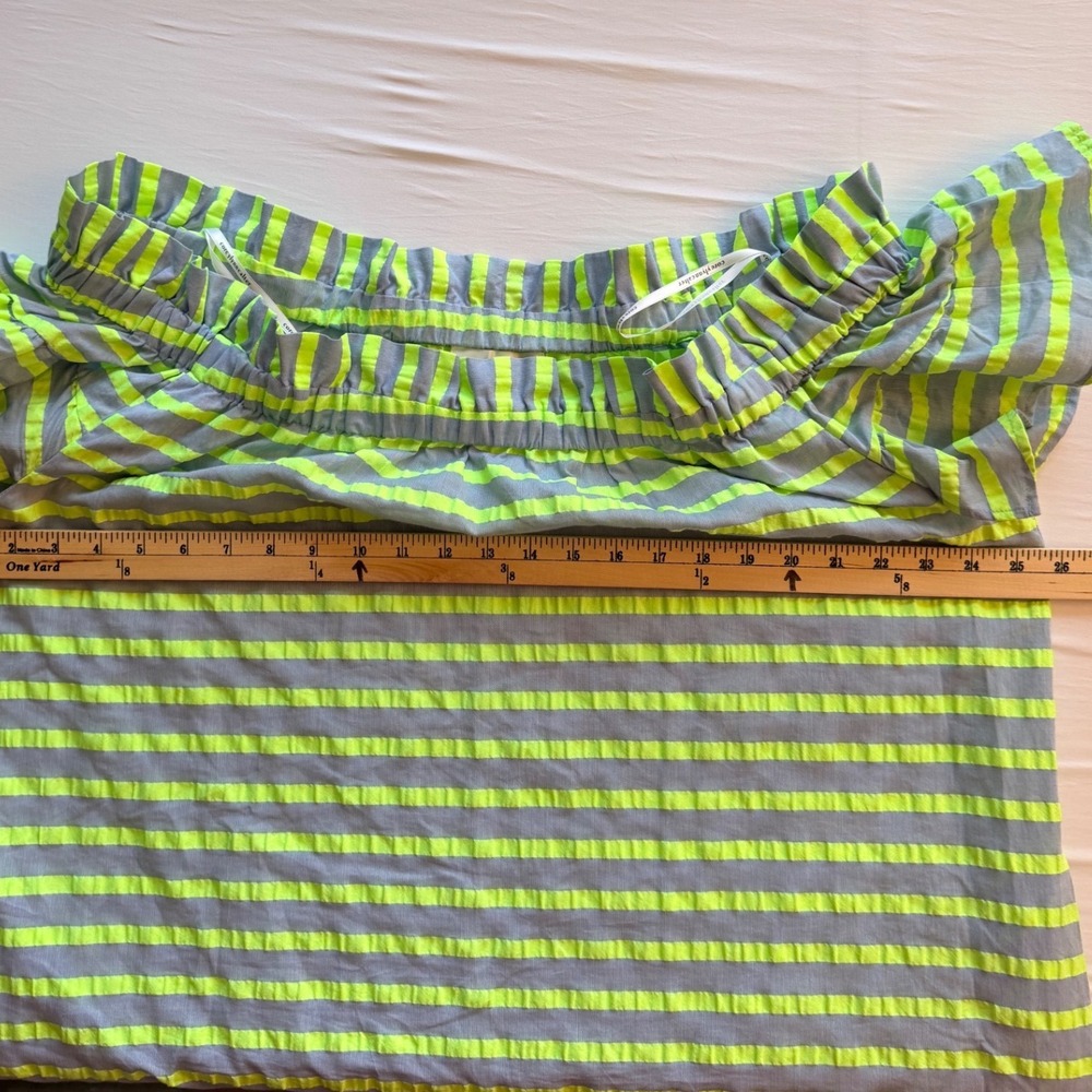 COREY LYNN CALTER Gray Green Stripe Preppy Beachy Coastal Off Shoulder Dress XL - Picture 9 of 10